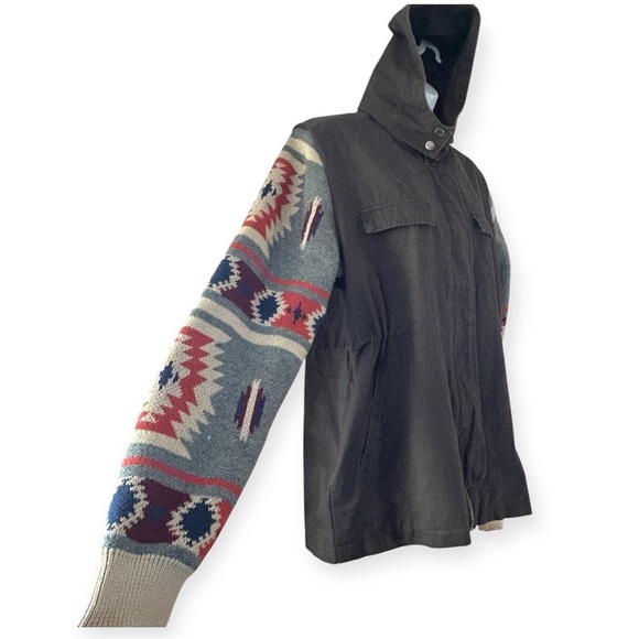 THREAD + SUPPLY Gray Military Utility Jacket Aztec Sleeves Size Large - Picture 4 of 14